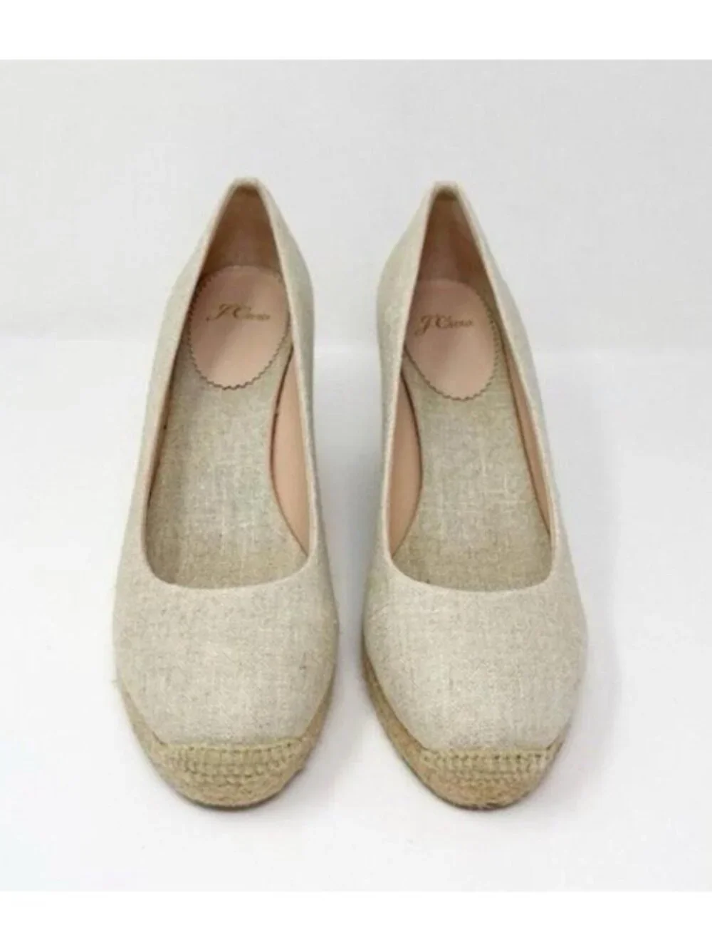 J.Crew Seville Sandstone Canvas Espadrilles Wedges Slip On Women's Size 10
